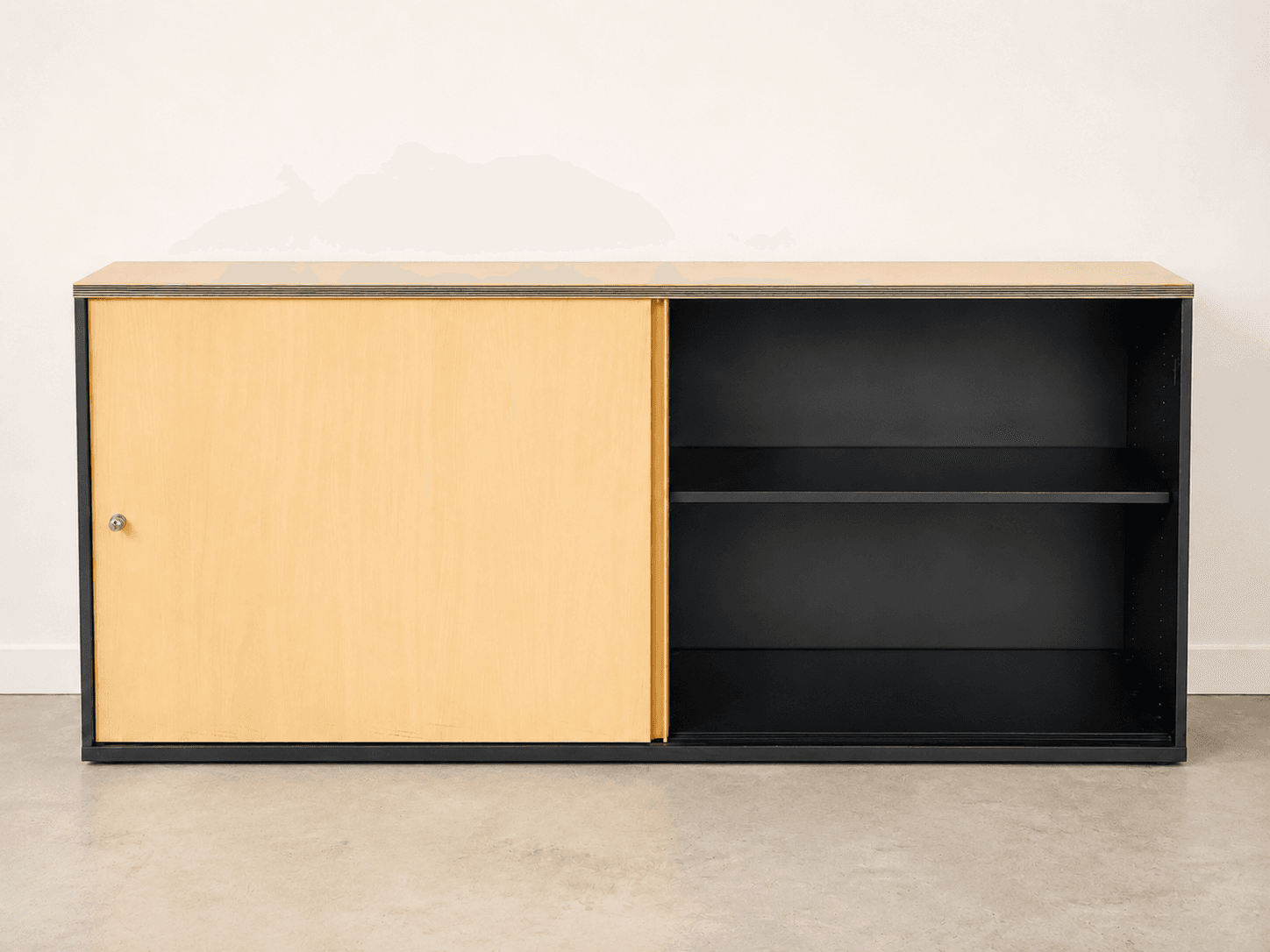 Bene Ordnerschrank mit Schiebetür Buche/Grau 1600 × 450 × 840
